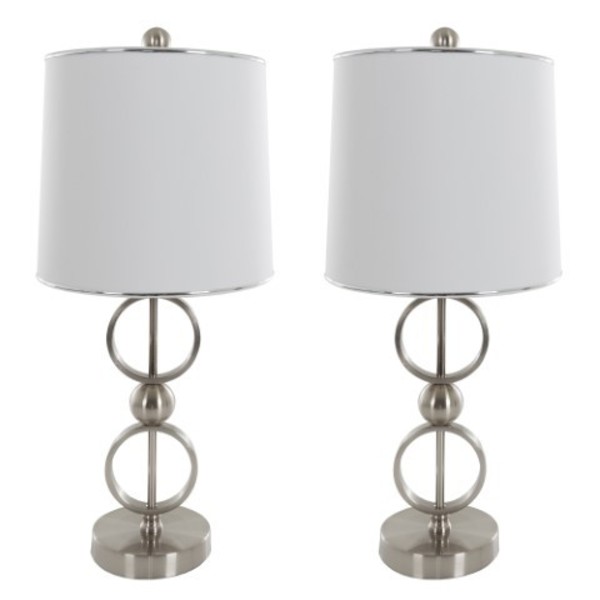 Hastings Home Table Lamps Set of 2, Modern Brushed Steel (2 LED Bulbs included) by Hastings Home 951003TQS